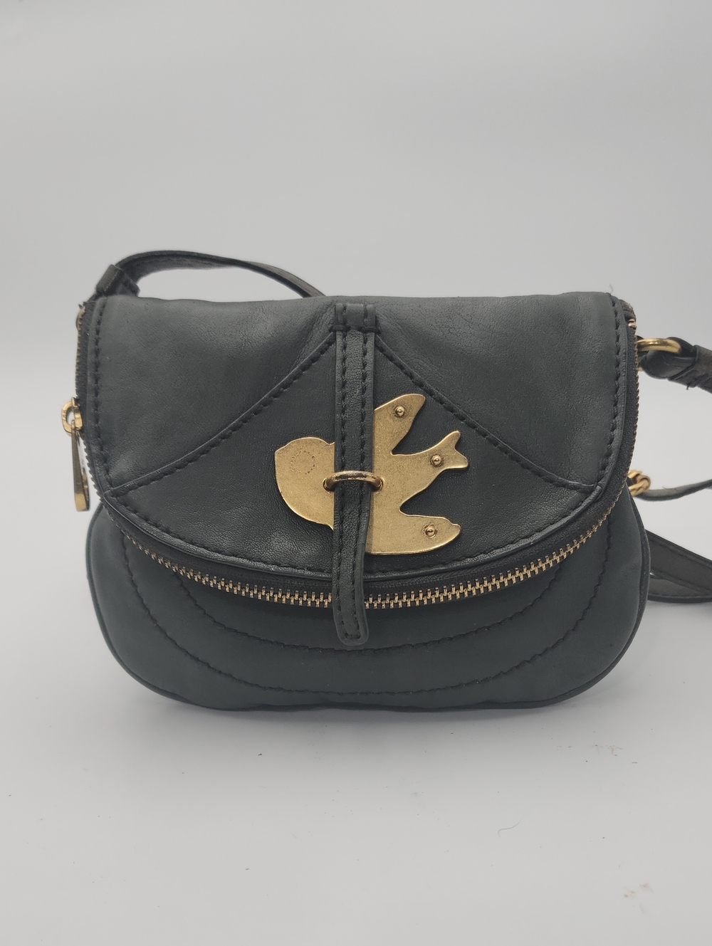 MARC BY MARC JACOBS | GRAY PETAL TO THE METAL BIRD POUCHETTE CROSSBODY SPARROW